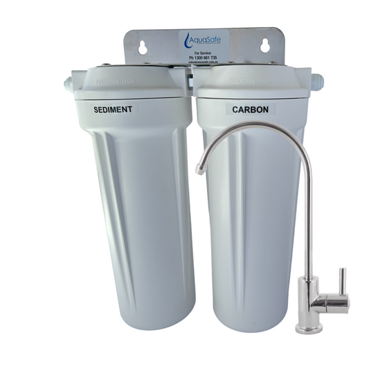 AquaSafe AS200F Twin Under Bench Water Filter System - Fluoride, Chlorine & Heavy Metal Reduction