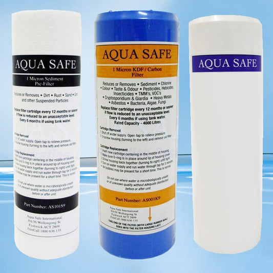 AquaSafe Cartridge Set 3x 9" (Sediment/Chemical, Heavy Metal and Fluoride)